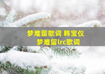 梦难留歌词 韩宝仪 梦难留lrc歌词